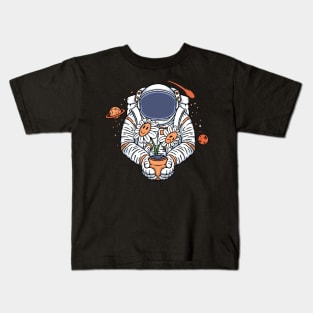 Happy Sad Flower Astronaut T-Shirt Kids T-Shirt